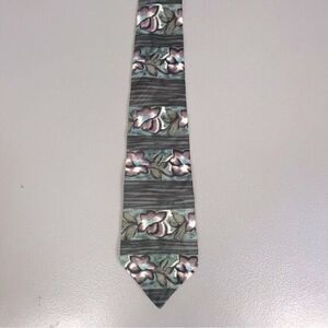 GIVENCHY MENS SILK TIE GREEN WITH FLORAL DESIGN